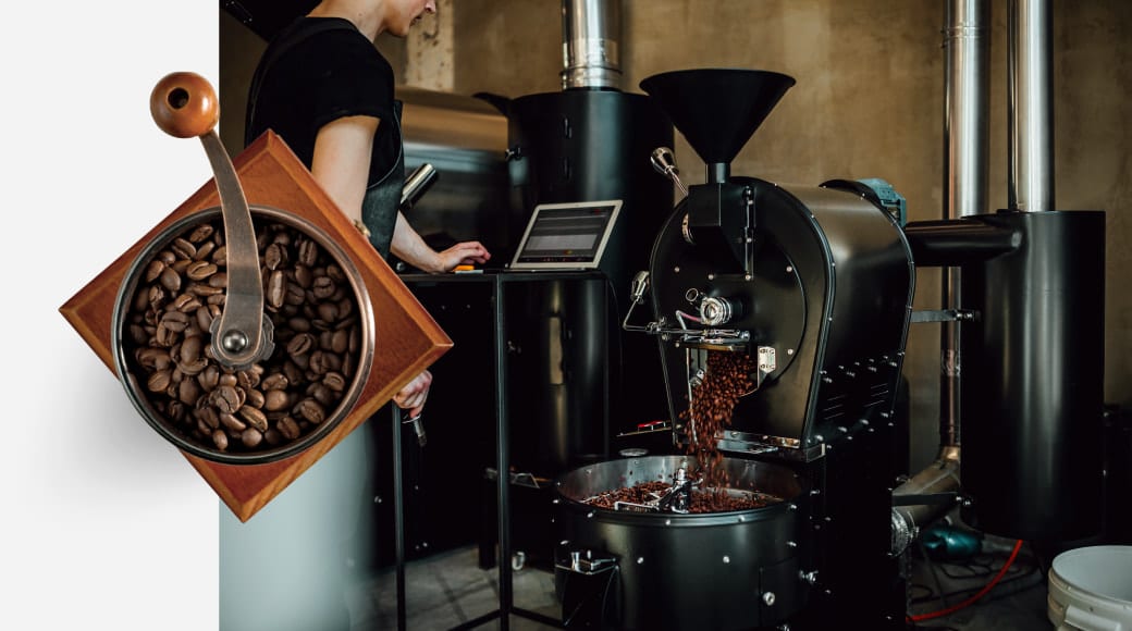 Coffee roasting and traditional grinder